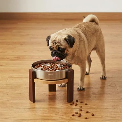 Vista 9 de Feedoo Soporte elevado para cuenco para perros, soporte elevado de 6 pulgadas de altura para perros medianos, incluye 2 tazas de acero inoxidable
