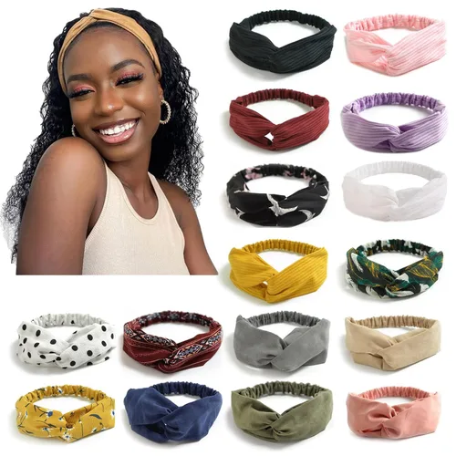 Vista 25 de DRESHOW - Paquete de 10 diademas para mujer con diseño entrecruzado vintage, estilo bohemio, trenzadas, elásticas, accesorios para el cabello