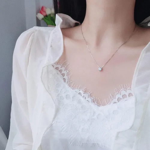 Vista 2 de Gifts for Mom Sterling Silver Cubic Zirconia Necklace Birthday Gifts for Women Girls Christmas Mother's Day Jewelry Gifts