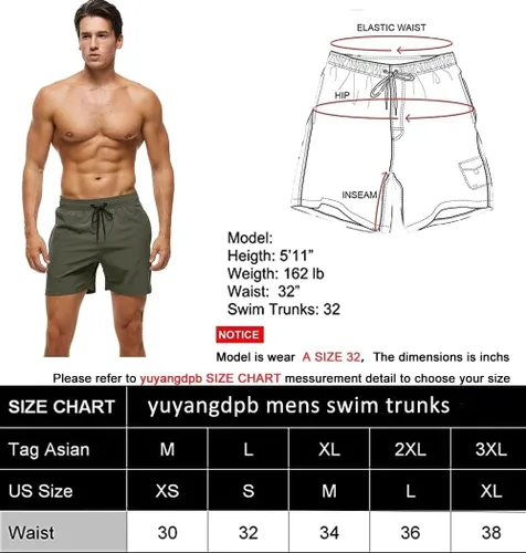 Vista 5 de Traje de baño corto de secado rápido para hombre, con bolsillos con cremallera