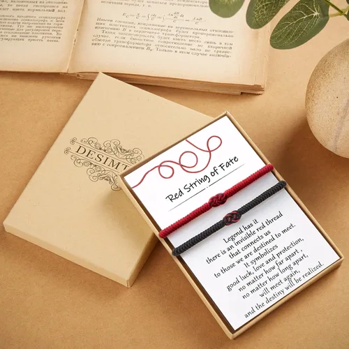 Vista 6 de Desimtion Regalos para mamá, papá, parejas, 100 idiomas, "I Love You", pulseras rojas del destino para novio y novia