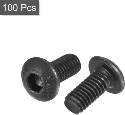 Vista 3 de uxcell Tornillos de cabeza de botón hexagonal M3x6mm Tornillos de acero de aleación 100pcs