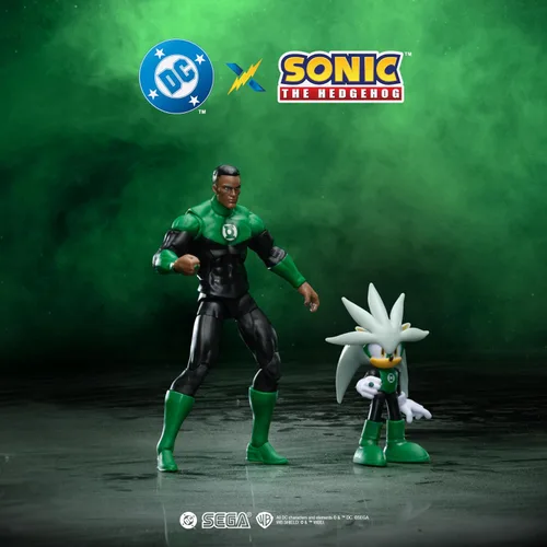 Vista 2 de DC X Sonic The Hedgehog Silver as Green Lantern & Green Lantern 2.5/5 pulgadas Figuras Multipack