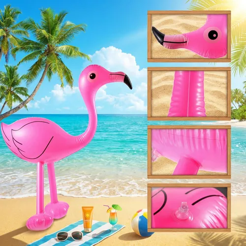 Vista 4 de Yaomiao 6 piezas de decoración de fiesta de flamencos en la piscina, 22 pulgadas, inflables de flamencos rosados, juguetes para cumpleaños de Luau