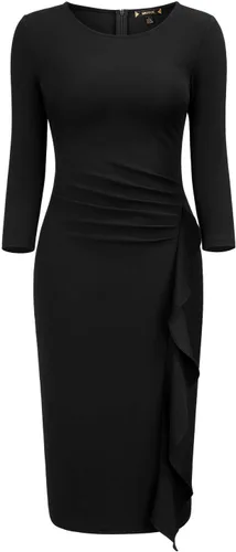 Vista 5 de Miusol Vestido de cóctel de manga 23 con volantes retro para mujer