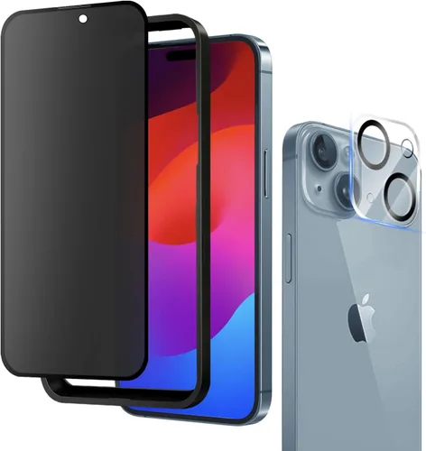 Vista 13 de Protector de pantalla de privacidad mate para iPhone 14 Pro Max de 6.7 pulgadas con protector de lente de cámara, cobertura completa, antirreflejos