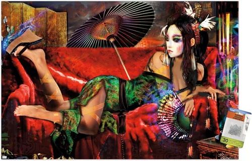 Vista 7 de Trends International Jumbie - Geisha Wall Poster, 14.72" x 22.37", Premium Poster & Push Pin Bundle