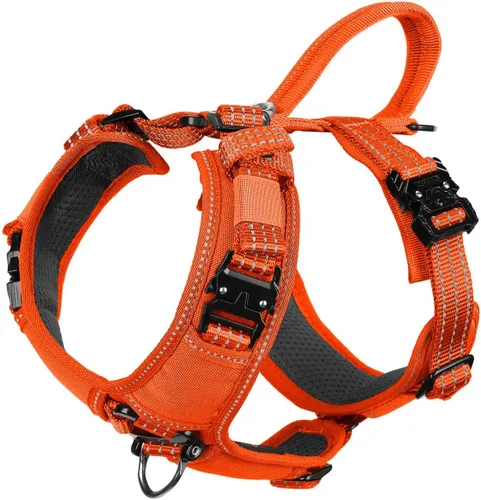 Vista 7 de ICEFANG Arnés de correa para perro con accesorios de metal, para perro de tamaño pequeño, chaleco K9, acolchado suave en forma de Y, arnés ajustable