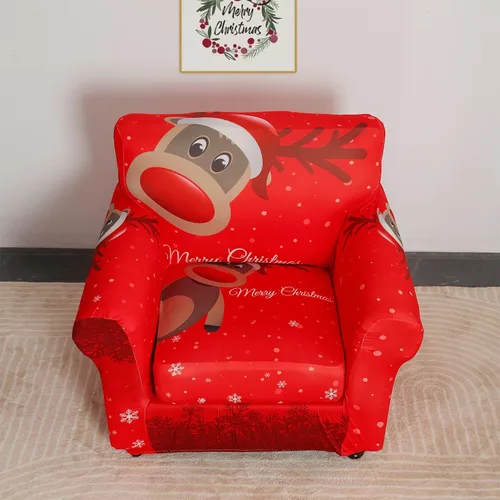 Vista 2 de XMNTG Funda elástica para sillón de 2 piezas, con temática navideña, estampado de ciervos, alce, decoración del hogar, extraíble, antideslizante