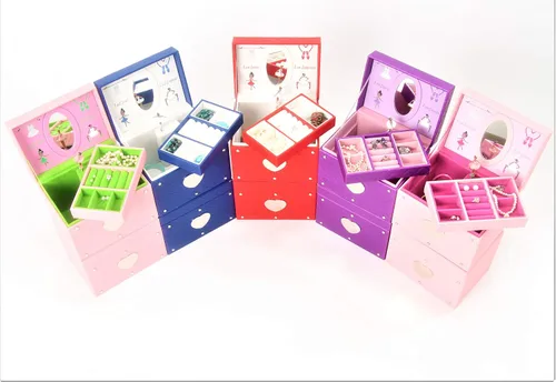 Vista 7 de Girly Girl Princess Ballerina - Belleza afroamericana - Caja de joyería musical rojoblanco