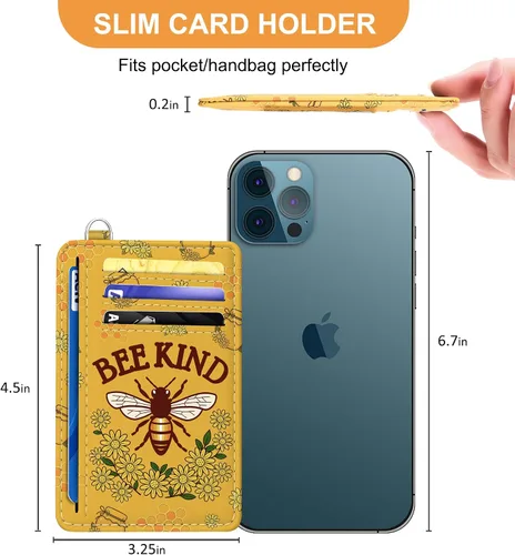 Vista 6 de SEAVILIA Tarjetero de crédito para mujer, cartera RFID para mujer, tarjetero de bolsillo frontal delgado y minimalista, bonito estuche delgado