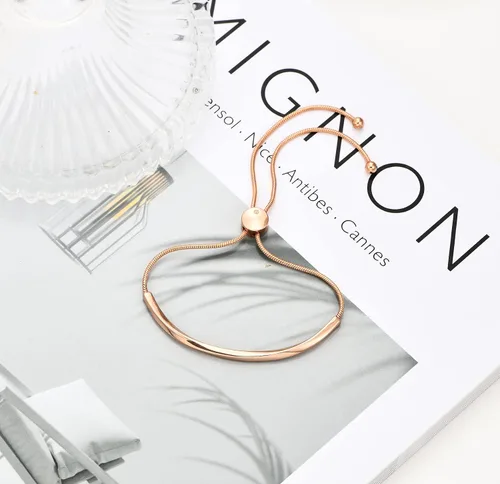 Vista 5 de WOWORAMA Pulseras deslizantes ajustables para mujer, pulsera de amistad para mujer, pulsera bolo de oro, oro blanco, oro rosa