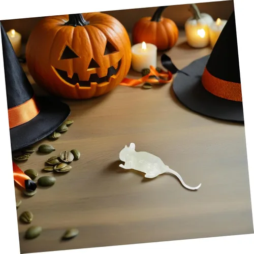 Vista 4 de 20Pcs Luminous Fake Mouse Halloween Tricky Rat Prank Props Glowing Scary Decorations for Haunted House and April Fool S Day