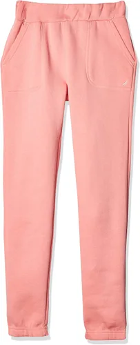 Vista 10 de Nautica Pantalones deportivos con logotipo para niña, pantalones deportivos de forro polar con puños acanalados y bolsillos laterales funcionales