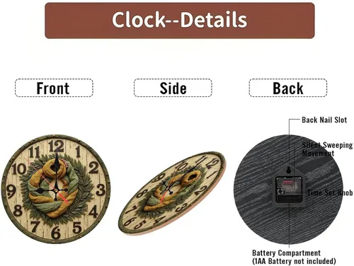 Vista 7 de Vintage Maple Wood Wall Clock for Home Office25cmx25cm