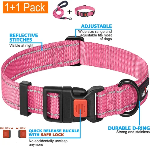 Vista 3 de Ladoogo - Correa resistente para perros, con cómoda asa acolchada, de 5 pies de largo - Correas para perros pequeños, medianos y grandes
