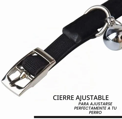 Vista 5 de Collar ajustable seguro para gatos CHUKCHI de terciopelo suave Adorno ostentoso de diamante con campanas de 11 pulgadas para perros pequeños y Negro