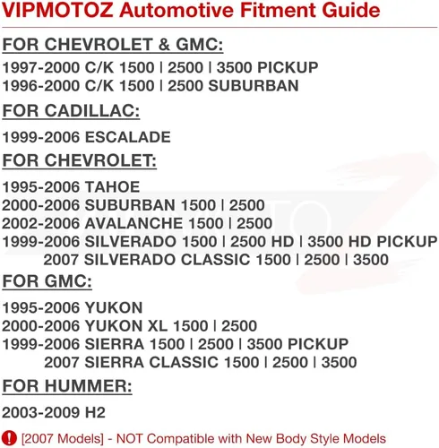 Vista 6 de [Lente roja completa] Para Silverado Sierra C/K Pickup Suburban Yukon Tahoe 1500 2500 3500 Avalanche Cadillac Escalade SMD LED Luces de panel
