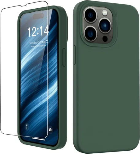 Vista 7 de FUNMIKO Funda compatible con iPhone 15 con protector de pantalla, silicona líquida suave y sedosa mejorada, diseñada a la moda para hombres, mujeres
