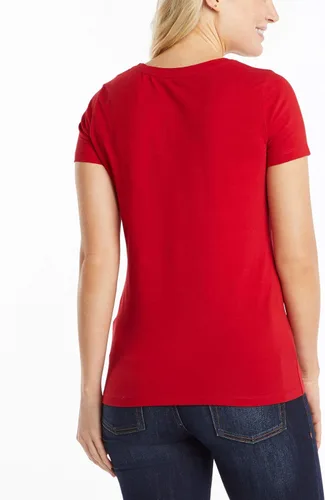 Vista 3 de Nautica Camiseta de algodón elástico con cuello en V para mujer Easy Comfort