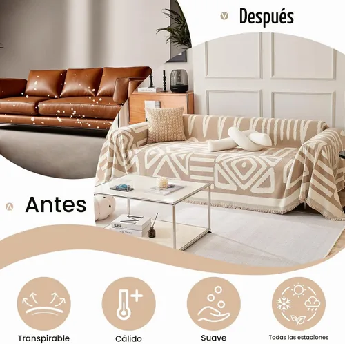 Vista 5 de VClife Boho Small Loveseat Cover Thick Soft Chenille Couch Cover for Dog 001# Caqui
