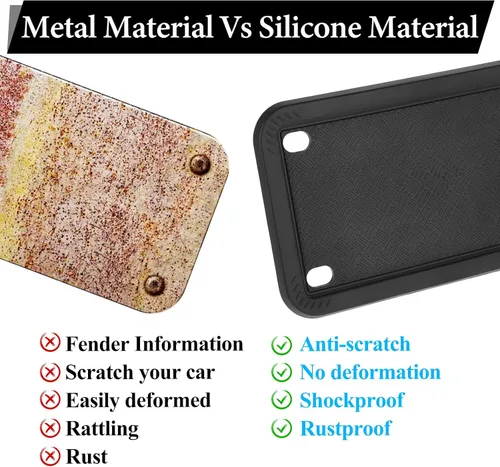 Vista 5 de Marcos negros de silicona para placa de matrícula de 4 x 7 pulgadas, cubierta para placa de matrícula de motocicleta, placa de respaldo