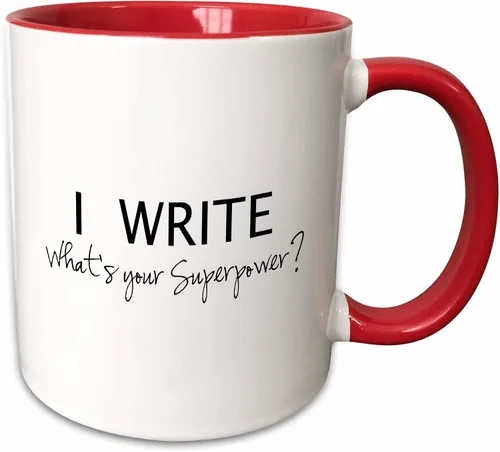 Vista 10 de 3dRose I Write - Whats your superpower - divertido regalo de 11 oz taza amarilla de dos tonos Amarillo
