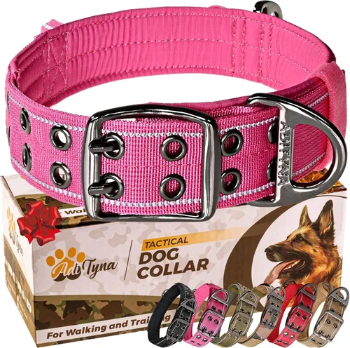 Vista 26 de ADITYNA Collar de perro resistente para perros extra grandes con mango de Collar táctico de camuflaje para caminar, entrenar, uso diario