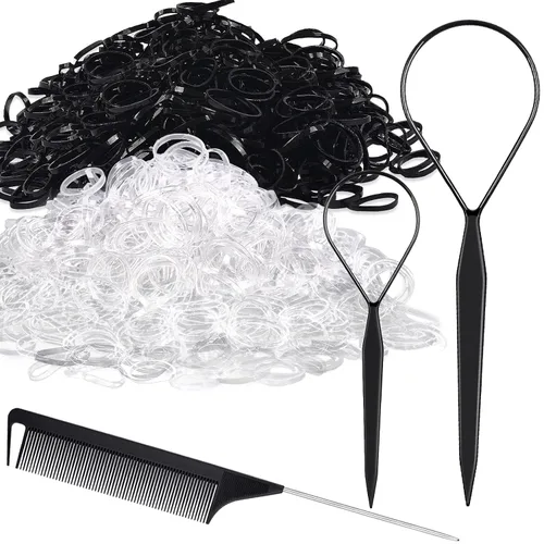 Vista 9 de Topsy Tail - Juego de herramientas para el cabello de IKOCO - 400 bandas para el cabello, 2 herramientas de peinado de bucle, peine de cola de rata