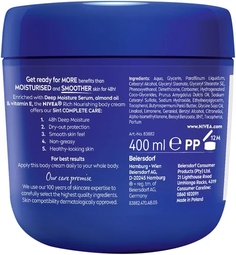 Vista 6 de Nivea Crema Corporal Nutritiva Rica Piel Seca Aceite de Almendras 13.5 fl oz