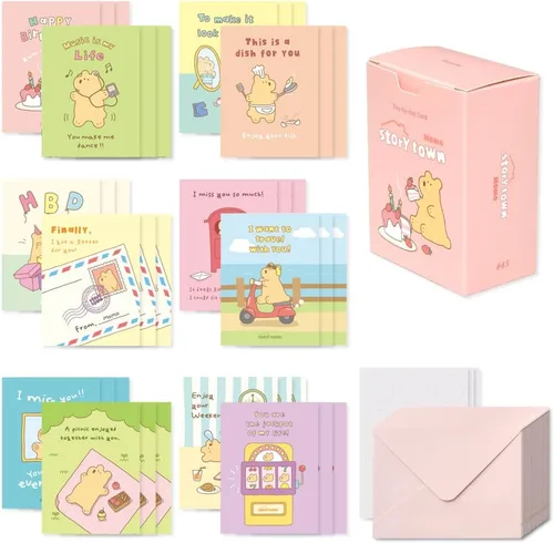 Vista 28 de Monolike Tarjeta Día a Día, 101 Seúl Doce Meses - Mezcla de 48 Mini Tarjetas Individuales, 24 sobres Paquete