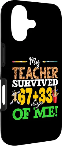 Vista 3 de My Teacher Survived 67+33 Days of Me Dab 100 Days of School Case for iPhone 17