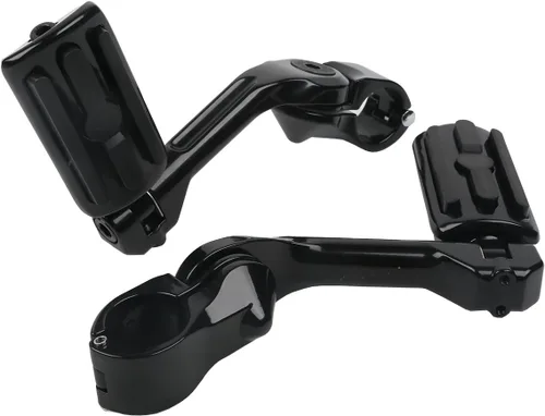 Vista 4 de TCT-MOTORPARTS Estriberas de pie de carretera de montaje largo para Harley Electra Glide, todo con protectores de motor de 1-1/4 pulgadas 1.25 Negro