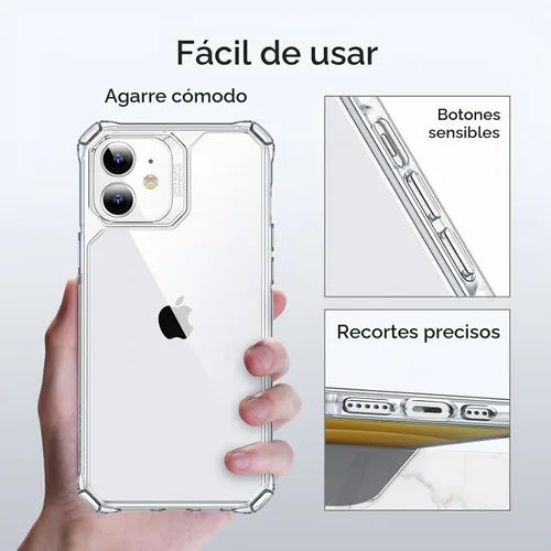 Vista 7 de ESR Funda para iPhone 12/iPhone 12 Pro, protección de grado militar, esquinas de protección de aire a prueba de golpes, parte trasera resistente al