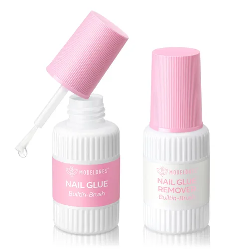 Vista 15 de Modelones Pegamento para uñas a presión, uñas a presión y uñas acrílicas, 2 unidades de 0.3 onzas líquidas de pegamento de uñas de gel súper fuerte