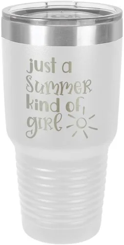 Vista 21 de JUST A SUMMER KIND OF GIRL Vaso de 30 oz con pajita y tapa superior deslizante Taza de viaje de acero inoxidable Comparar con Yeti Rambler