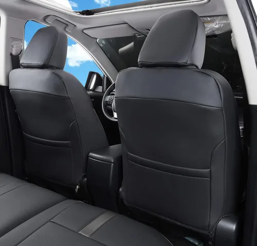 Vista 19 de Fundas de asiento RAV4 de ajuste personalizado, piel sintética impermeable para Toyota RAV4 2013-2018 (beige)