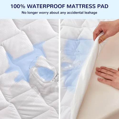 Vista 2 de SLEEP ZONE Paquete de 2 protectores de colchón impermeables para cuna, elástico ajustable tamaño individual, ultra suave y transpirable, lavable a