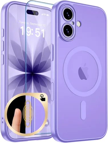 Vista 78 de zapica Funda magnética para iPhone Air, con protector de pantalla de vidrio templado, compatible con MagSafe, translúcida mate, a prueba de golpes