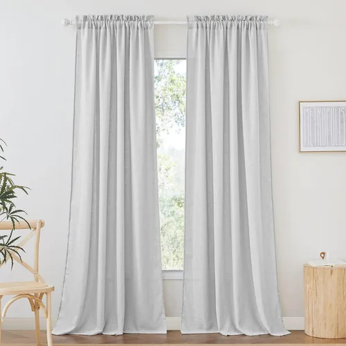 Vista 61 de RYB HOME - Cortinas de lino texturizado semitranslúcidas, privacidad media, filtro de luz, decoración de ventana para dormitorio/baño/sala de estar