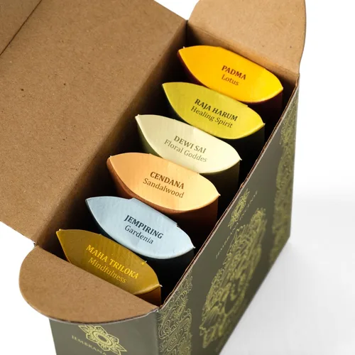 Vista 3 de Jembrana Incense Conos - Mezcla de 6 aromas (60 conos en total) - Loto, Gardenia, sándalo, espíritu curativo, atención plena y diosa floral
