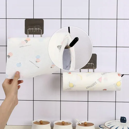 Vista 4 de Toallero de baño Soporte de almacenamiento para el hogar, soporte de papel higiénico colgante para colgar en la pared, soporte de papel higiénico