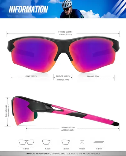 Vista 5 de KALIYADI Gafas de sol deportivas para hombres, gafas de sol polarizadas para hombres, mujeres, jóvenes, béisbol, softbol con protección UV