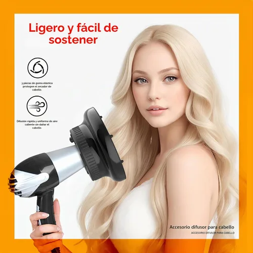 Vista 2 de BLOLYO - Difusor universal para secador de pelo, accesorio de boquilla ajustable de 1.5 a 2.36 pulgadas para cabello rizado y ondulado natural, Negro