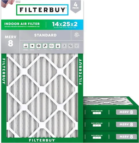 Vista 17 de Filterbuy - Filtros de aire de repuesto MERV 8, protección contra el polvo, plisados, para caldera y sistema HVAC, 20 x 25 x 1 pulgadas, paquete