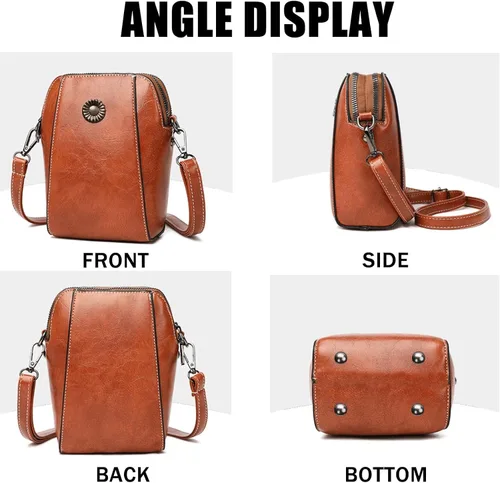Vista 7 de Bolsa vertical para teléfono celular, bolsos cruzados de cuero y embragues, bolsos cruzados para mujer, bolso de mensajero retro