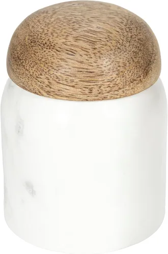 Vista 10 de Creative Co-Op Tapa de madera con diseño de mármol moderno, recipiente natural Beige