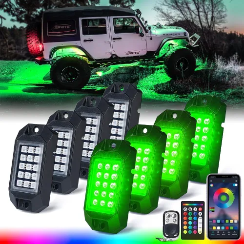 Vista 11 de Xprite - Kit de luces LED RGB bluetooth con controlador RF, luces neón multicolor intermitentes que sincronizan con la música para vehículos