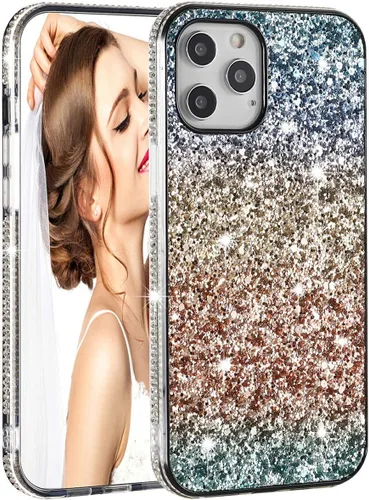 Vista 16 de Solomo Funda para iPhone 11 Pro, funda protectora gradual de arcoíris brillante de lujo con purpurina y parachoques de TPU suave para iPhone 11 Pro