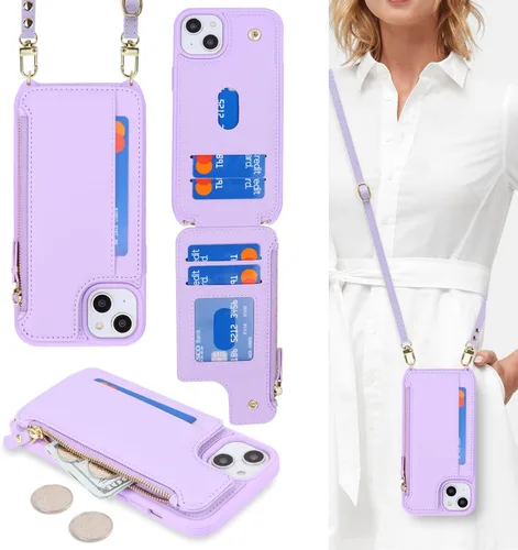 Vista 33 de Cavor para iPhone 14 Plus Funda tipo cartera con tarjetero, Funda tipo cartera para iPhone 14 Plus para mujeres, Doble cierre magnético a prueba